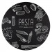 Krijtbord Rond 60 cm – Vooraanzicht met pasta menu krijttekening