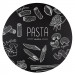 Krijtbord Rond 80 cm Vooraanzicht met pasta menu krijttekening
