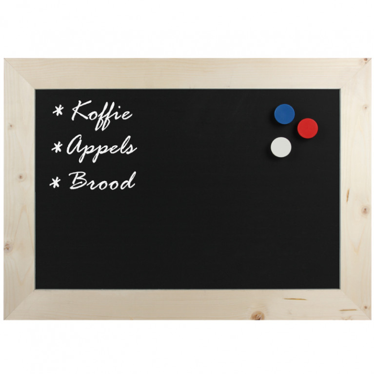 Magnetisch Krijtbord Hout Blank 70x90 cm