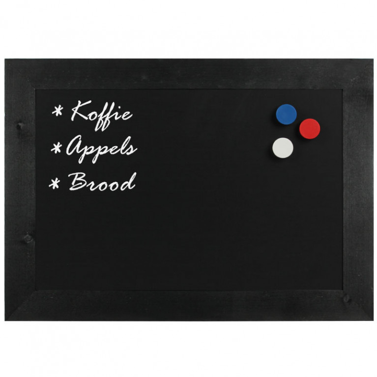 Magnetisch Krijtbord Hout Zwart 70x90 cm
