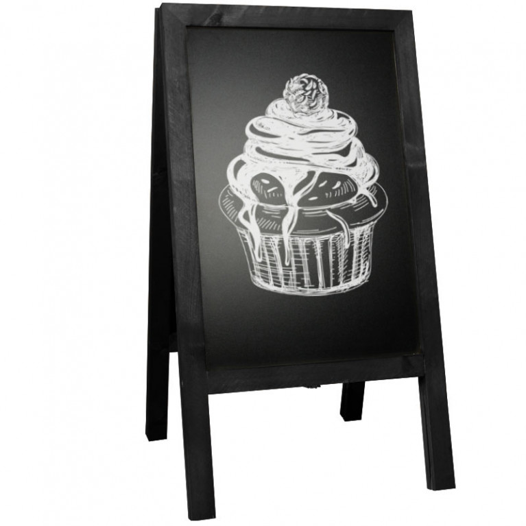 Krijtstoepbord Steigerhout Zwart 46x80 cm
