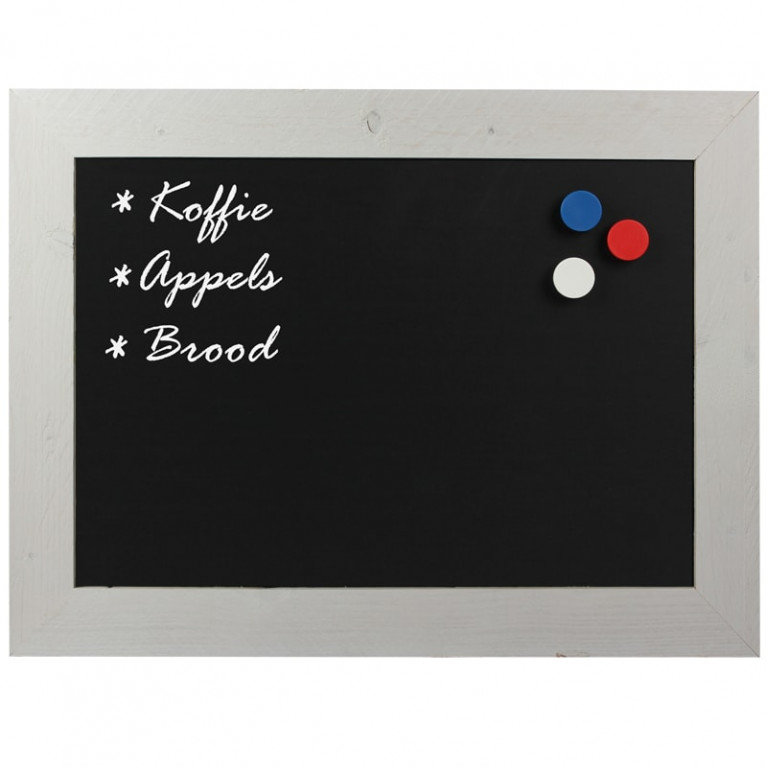 Magnetisch Krijtbord Steigerhout Wit 50x70cm	