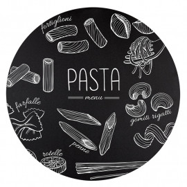 Krijtbord Rond 40 cm – Vooraanzicht met pasta menu krijttekening