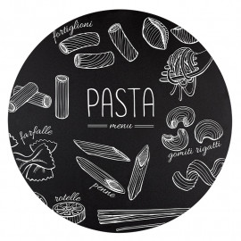 Krijtbord Rond 80 cm Vooraanzicht met pasta menu krijttekening