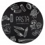 Krijtbord Rond 120 cm Vooraanzicht met pasta menu krijttekening