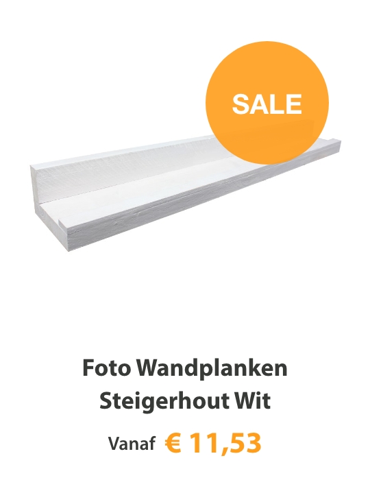 Bekijk de Foto Wandplanken Steigerhout Wit van Signerie in de aanbieding